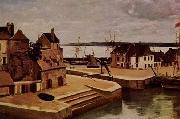 Jean-Baptiste Camille Corot Honfleur, maisons sur Le quais oil painting